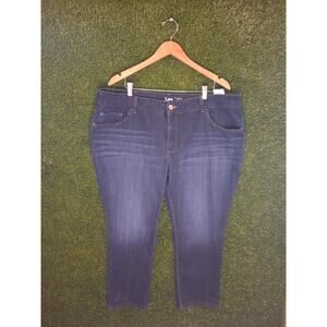 Lee Plus Size 24WP Jeans Womens Regular Fit Straight Leg Dark Wash Stretch 24W